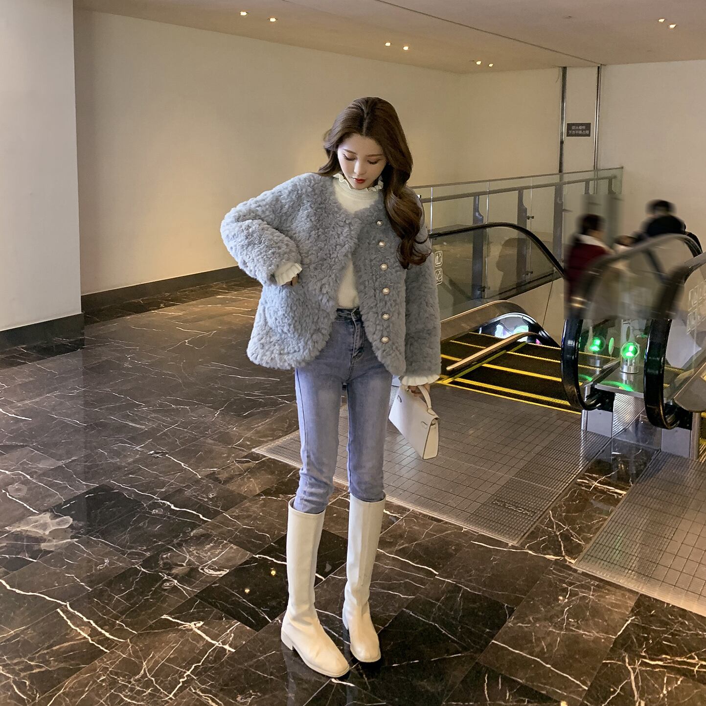 ルーズパールバックルショートジャケット レディースウィンタースタイルトップス 冬物 真珠 6Du_Shop_Women47629308438