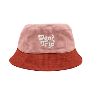 Free & Easy | Free & Easy Don't Trip Two Tone Fat Corduroy Bucket Hat | Pink/Brick