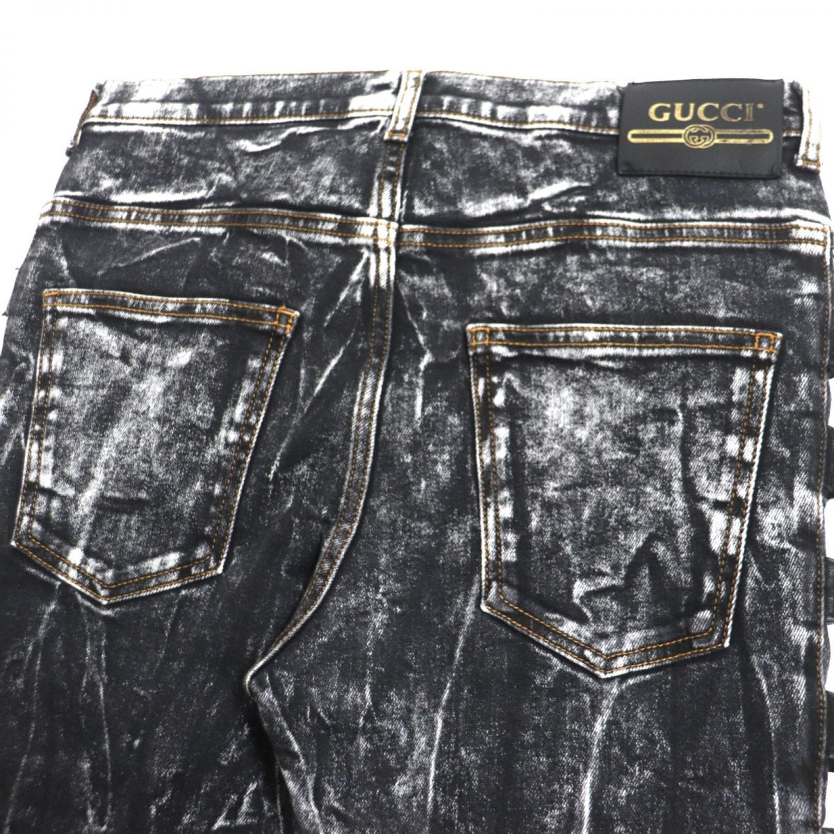 GUCCI グッチ デニムパンツ ジーンズ レザーパッチ イタリア製