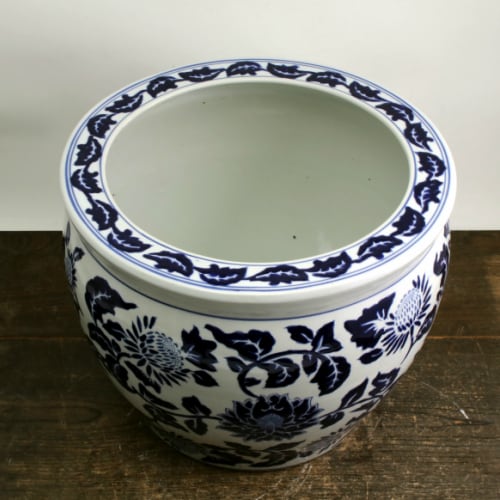 新品 ∅42 陶器睡蓮鉢 大型 メダカ鉢 手造り 白色 ホワイト ルーバー