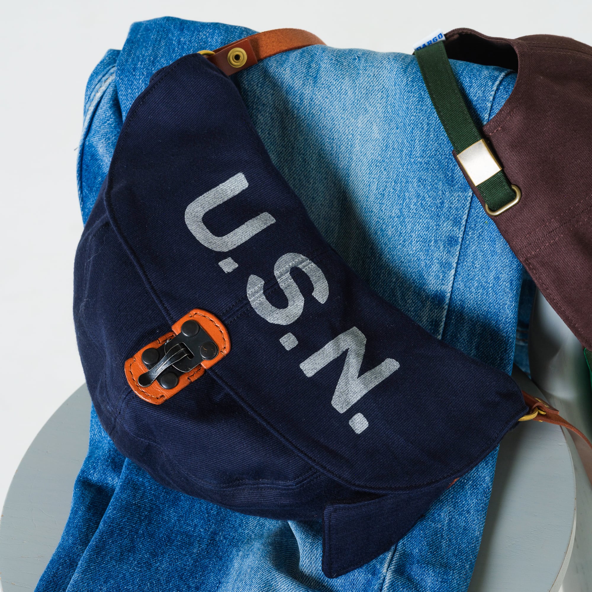 【Ratsnuts Leather】U.S NAVY N-1 DECK HELMET CUSTOM BAG（NAVY）
