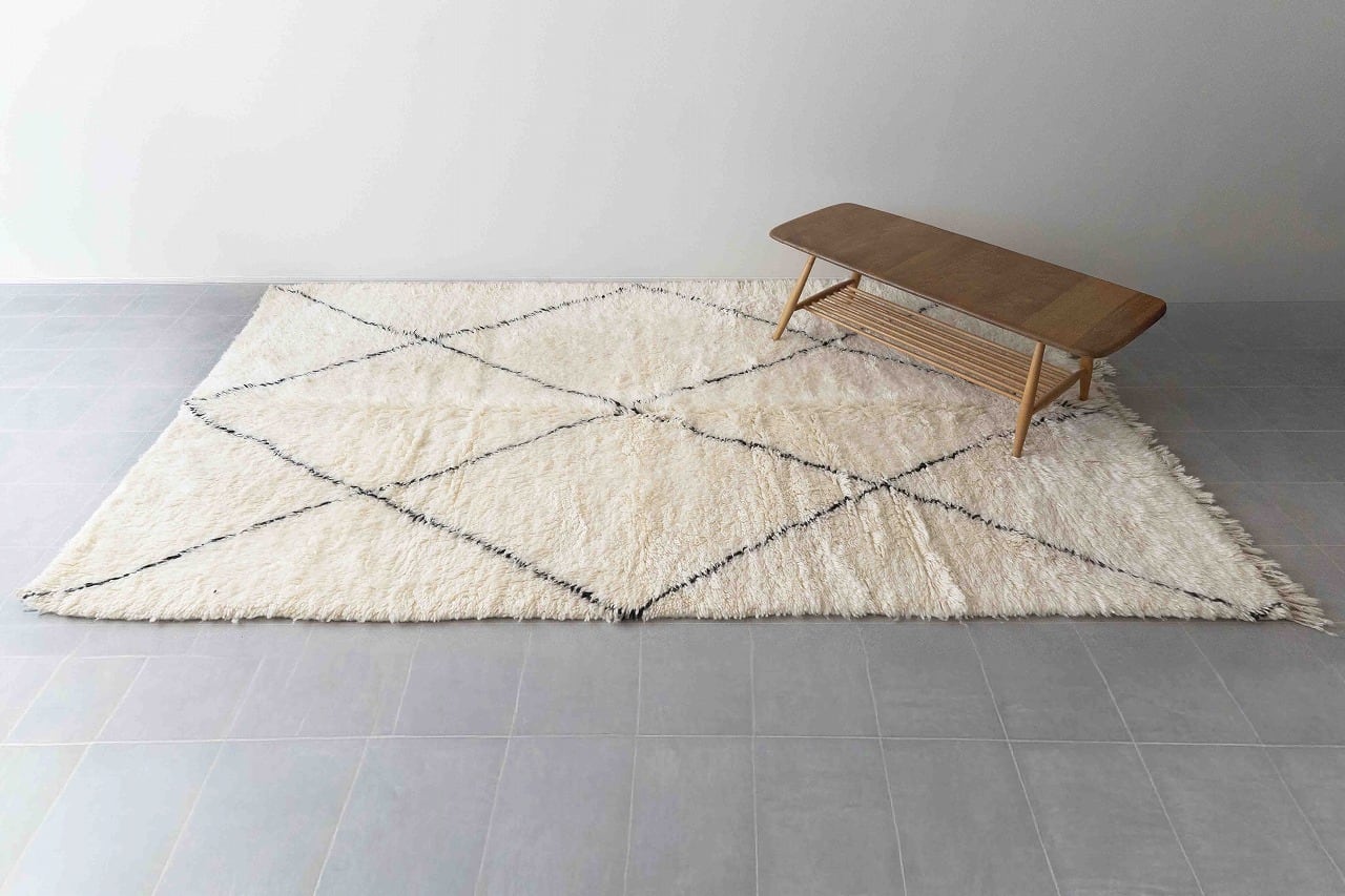 新品✳︎ホワイト　キャラメルベージュ　ドット　モロッコラグ　トルコヴィンテージラグ SOMME