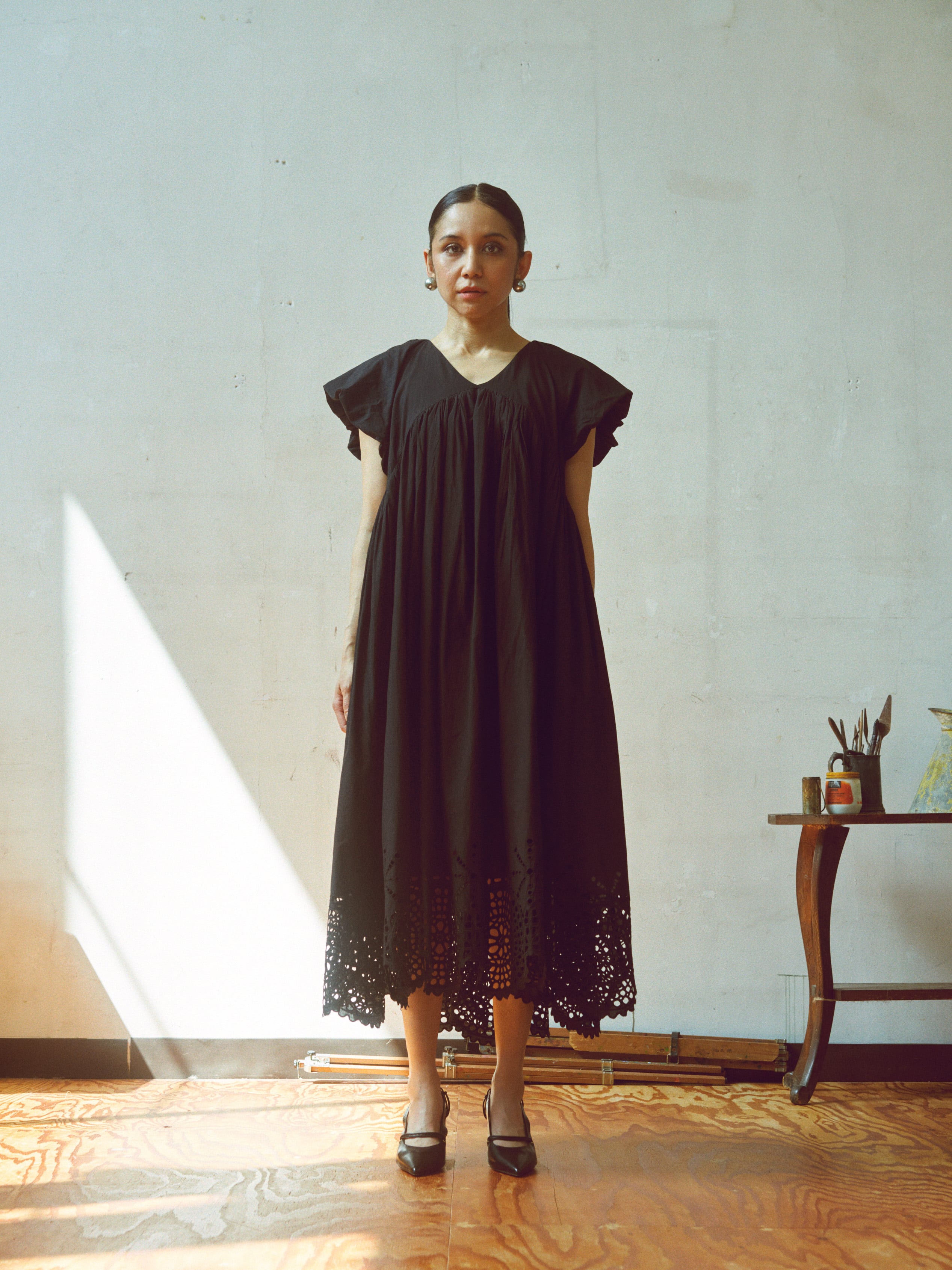 AAYUSHI×Cloth&Cross 2024 レースティアードスカート 黒 24SS_LOOK