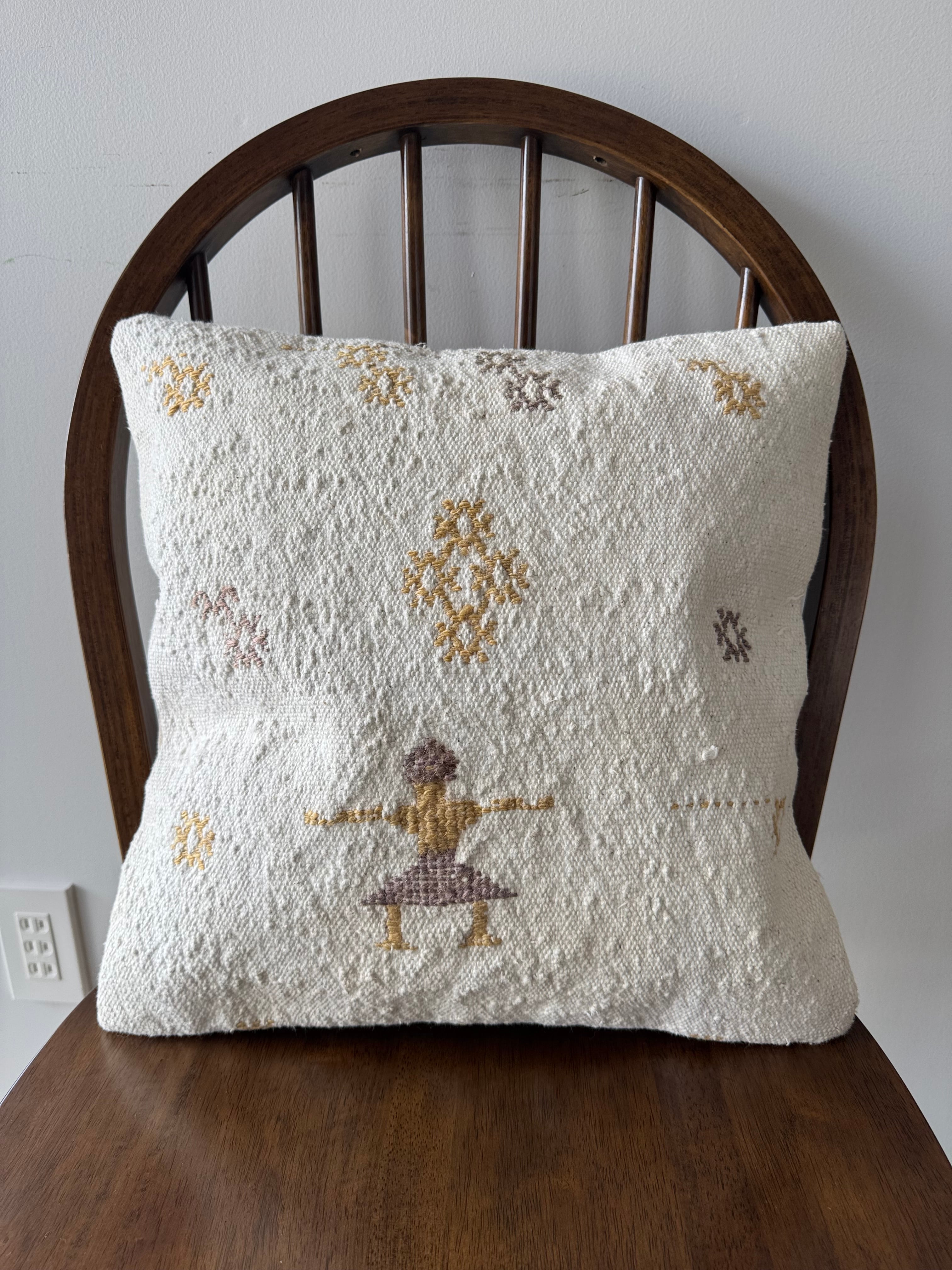 56×124 淡いペールオレンジ　青い花　ボタニカル　トルコヴィンテージラグ Antiques&Crafts880