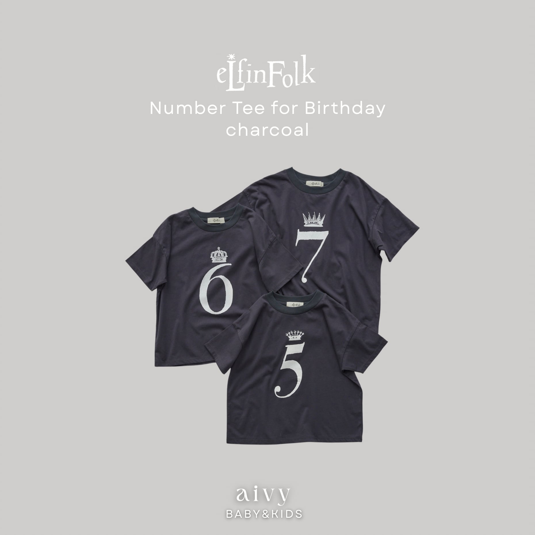 Number Tee for / charcoal
