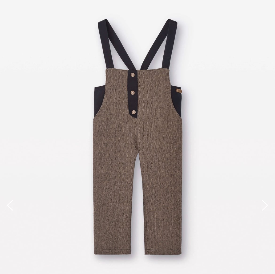 popelin /Brown micro-herringbone contrasting dungarees