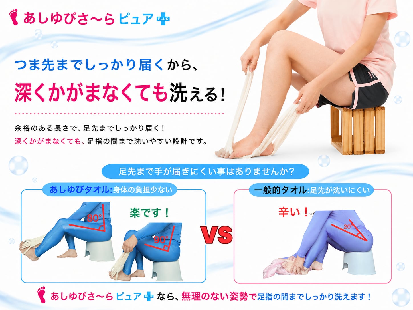深くかがまなくても洗える！