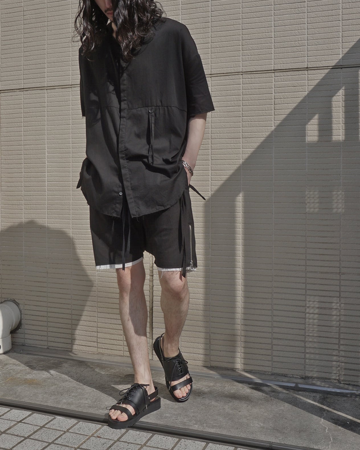 ASKYY / S13 / レイヤードシャツ / BLK/WHT | Owls Himeji