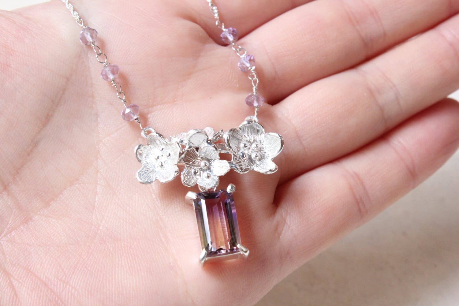 アメトリンのお花ネックレス