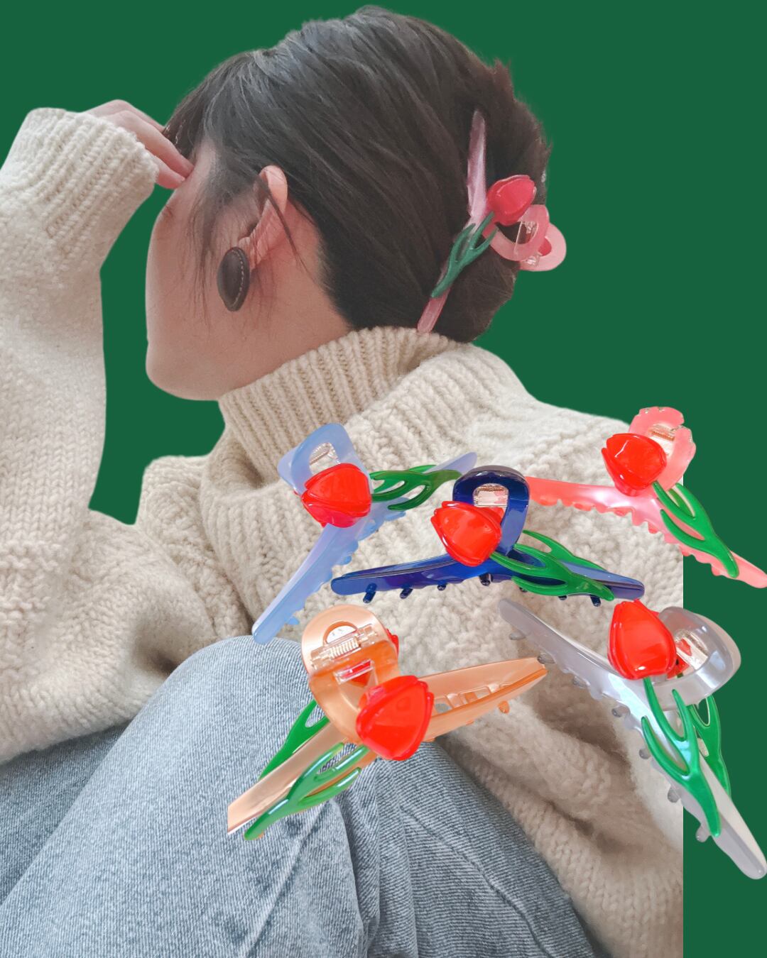 ぷっくりチューリップ ヘアクリップ