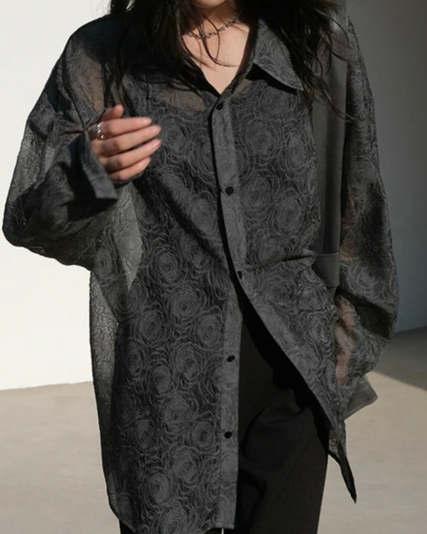 calm 3d pattern sheer shirt <2color>