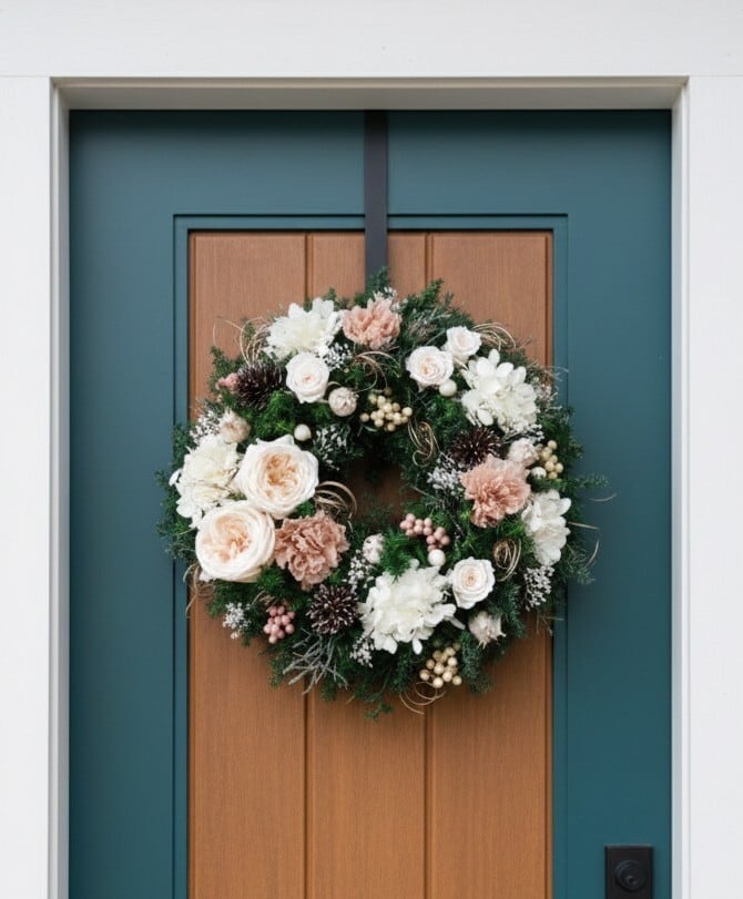 ホワイトローズのリース 25㎝