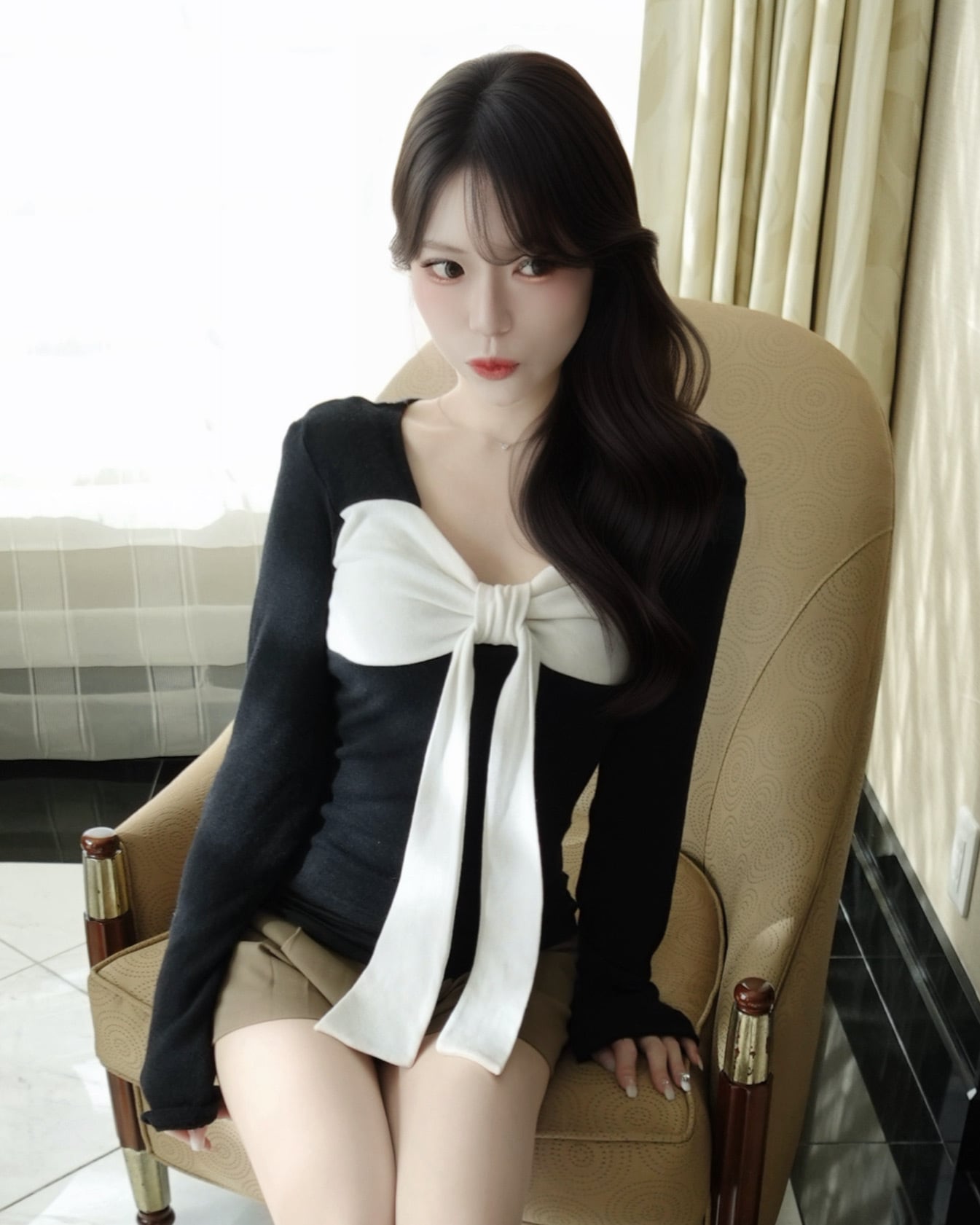Front Ribbon Knit Top