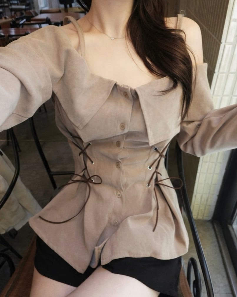 Corset Detail Off-Shoulder Top