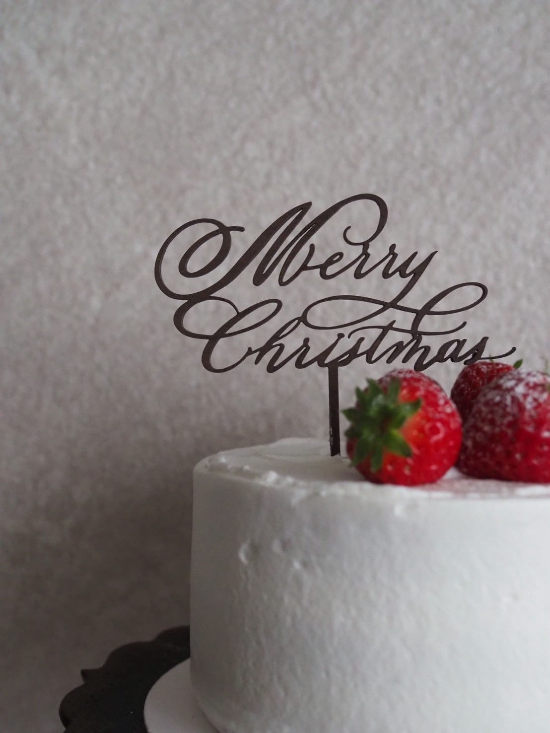 カリグラフィークリスマスケーキトッパー（木目調MDF）