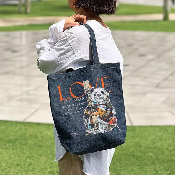 ◆新作◆デニムトート◆ちぎり絵シャンシャンデザイン