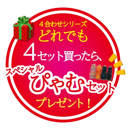 「4合わせシリーズ」をどれでも4セット買ったら、ぴゃむ糸4本セットをプレゼント！