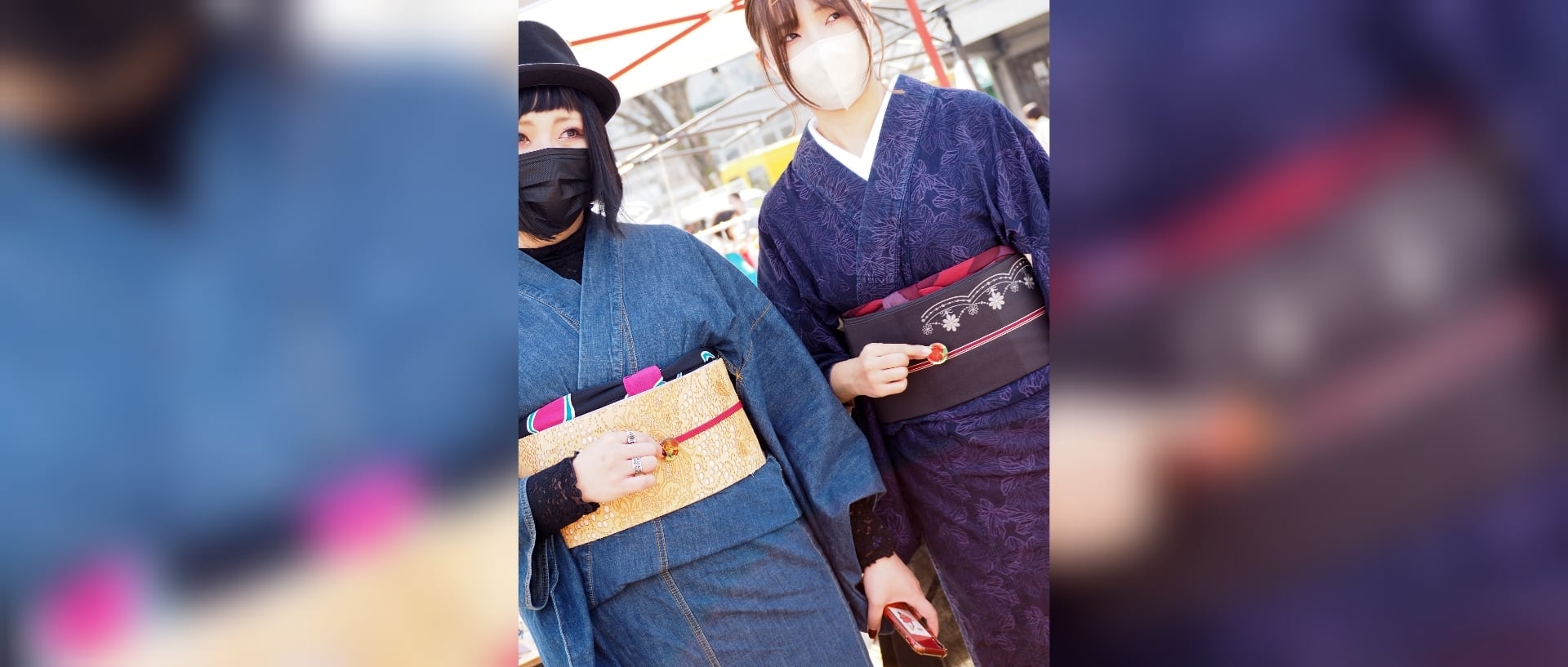 でにむどす 着物 浴衣 デニム 日本 京都 西陣 ネイビー 紺 メンズ 和服 