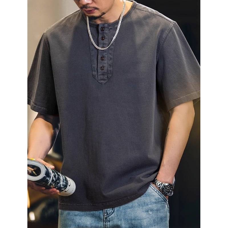 ヴィンテージスタイルヘンリーネックTシャツ 10096