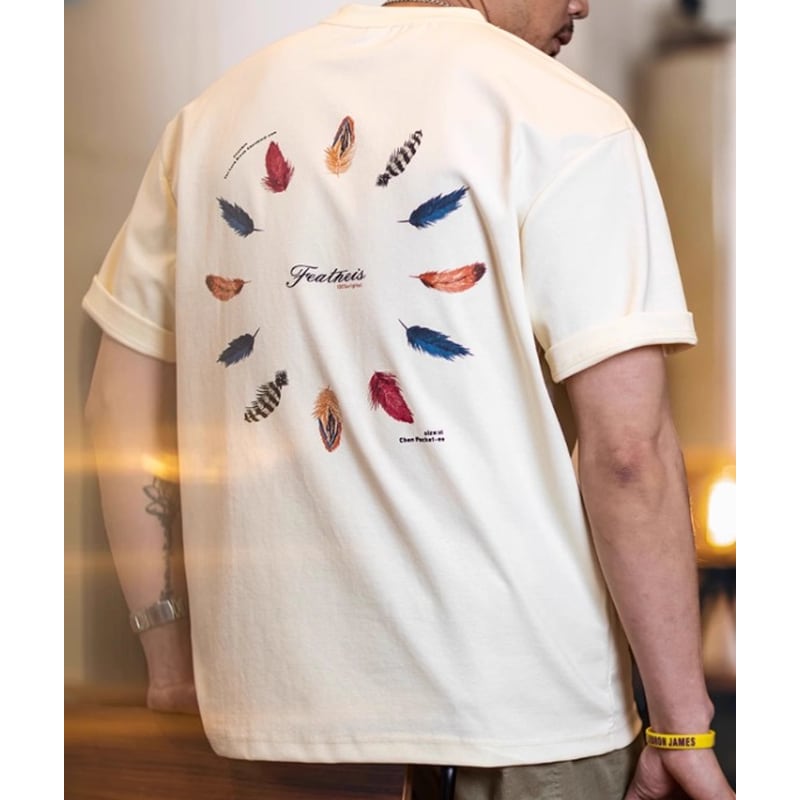 フェザーバックプリントTシャツ 10023