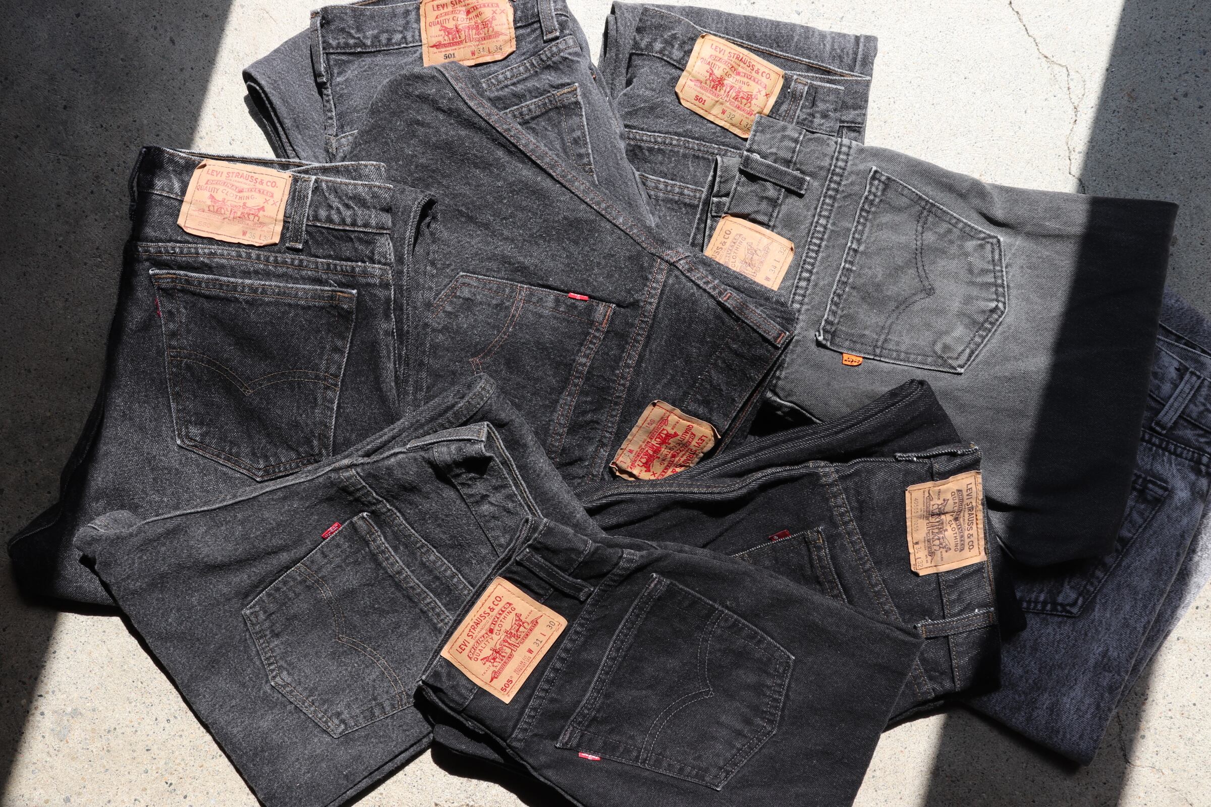 極美品 32×30 米国製 Levi's554 サルファー ブラックデニムパンツ