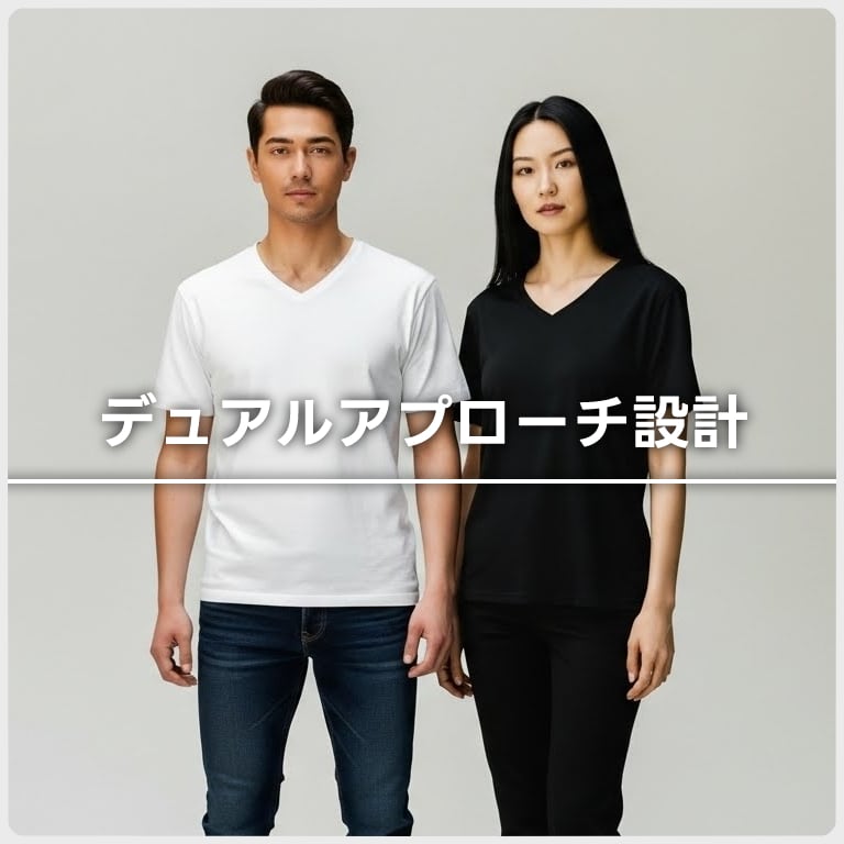 ファブル・リカバリーウェアの最大の特徴
「デュアルアプローチ設計」をご説明します。