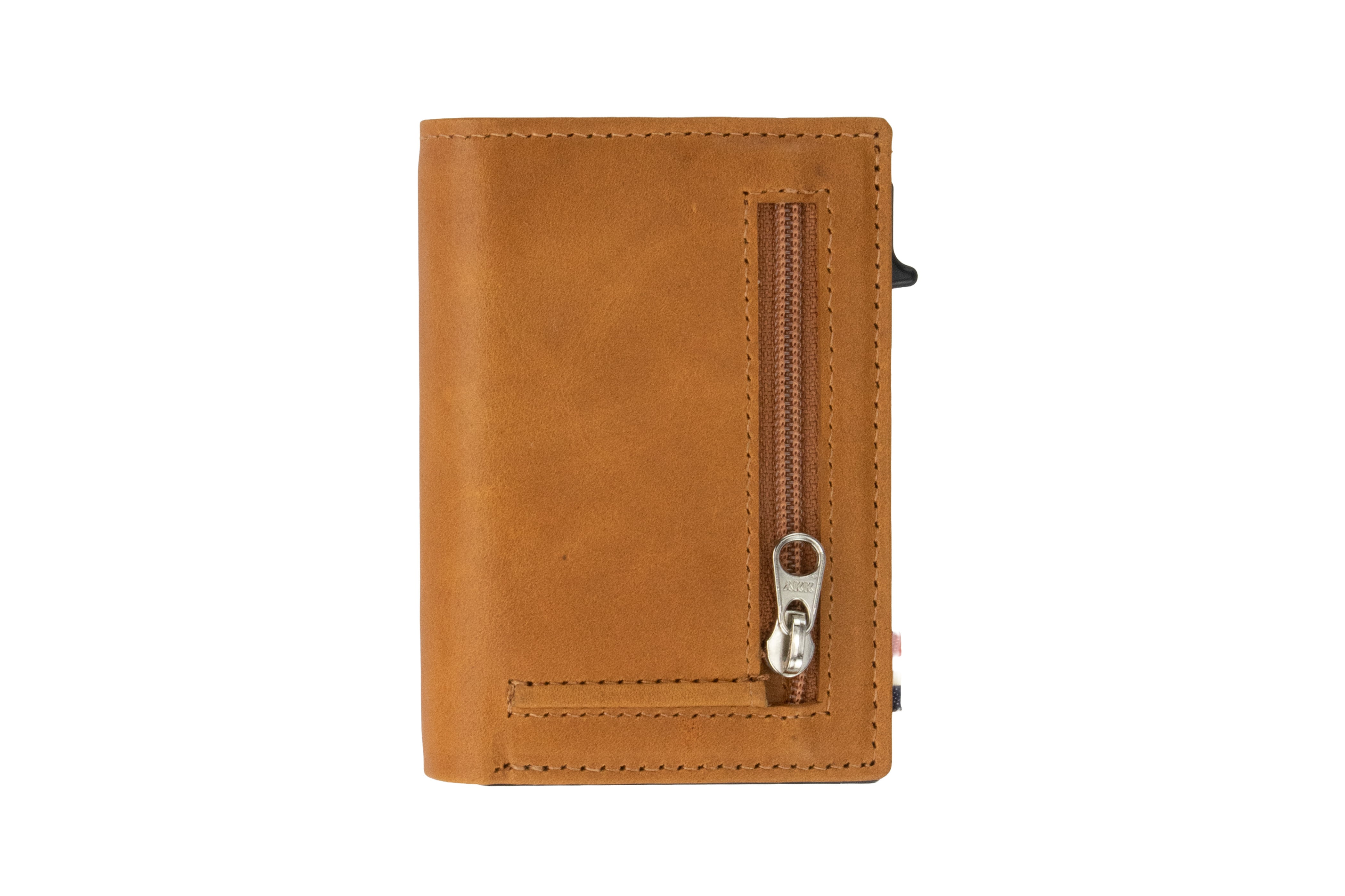GARGINI | METAL WALLET TRIFOLD | Brushed Cognac