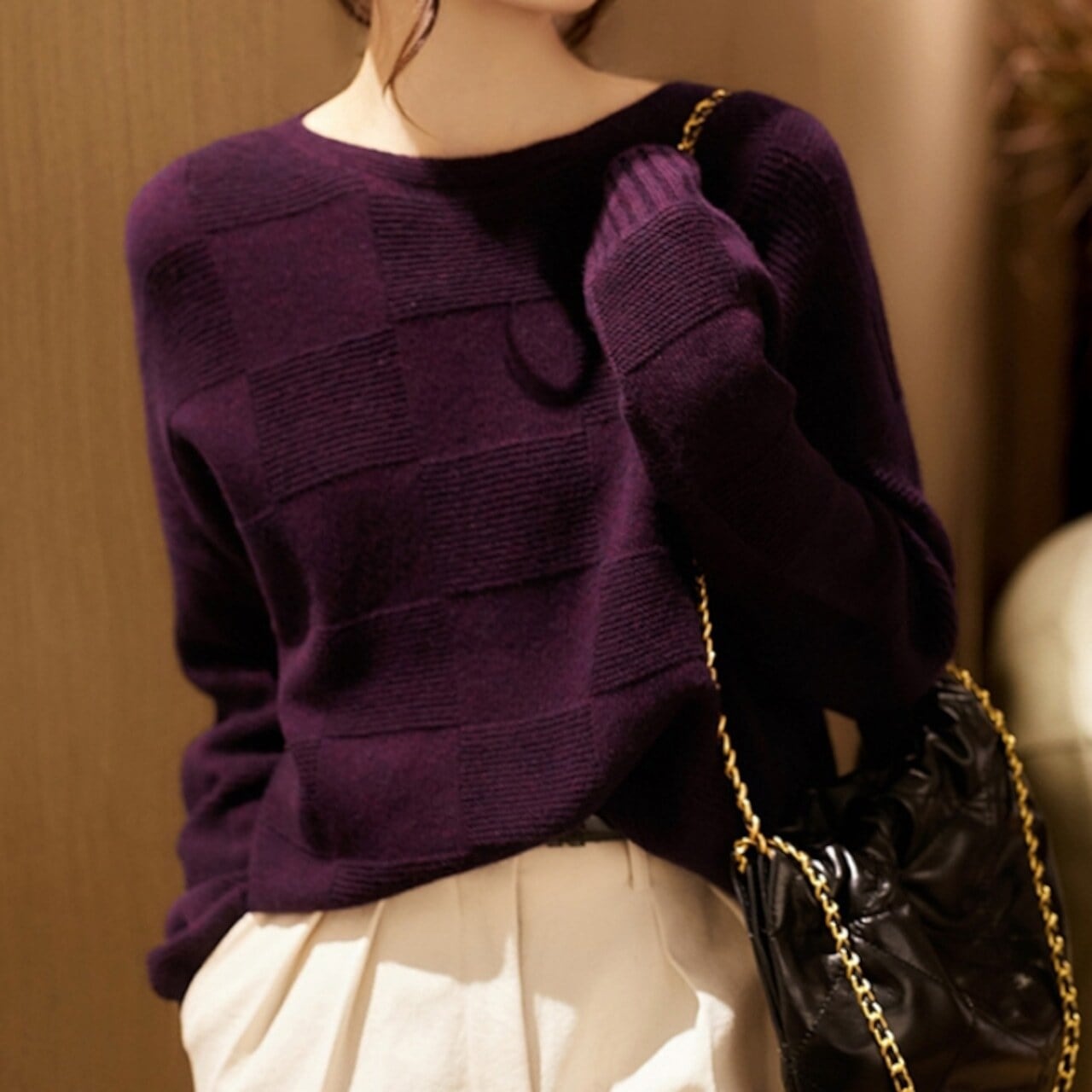 クルーネックルーズニットセーター 2color A00584