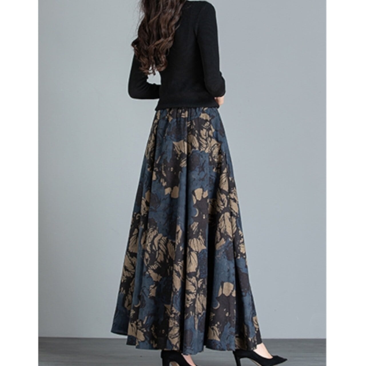 ヴィンテージプリントAラインロングスカート 4type A00597