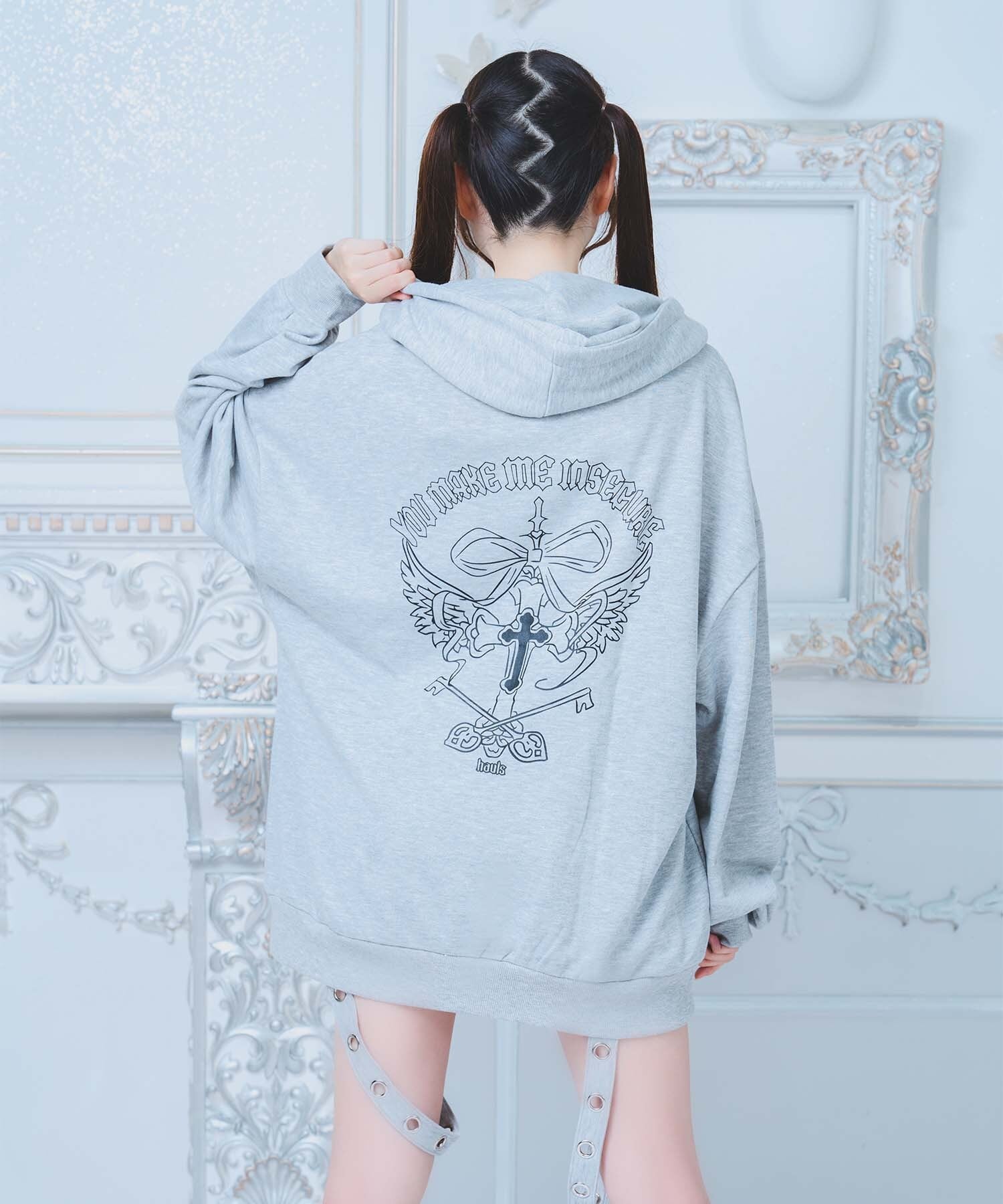 病みかわ♡クロスZIPぱーかー（グレー）