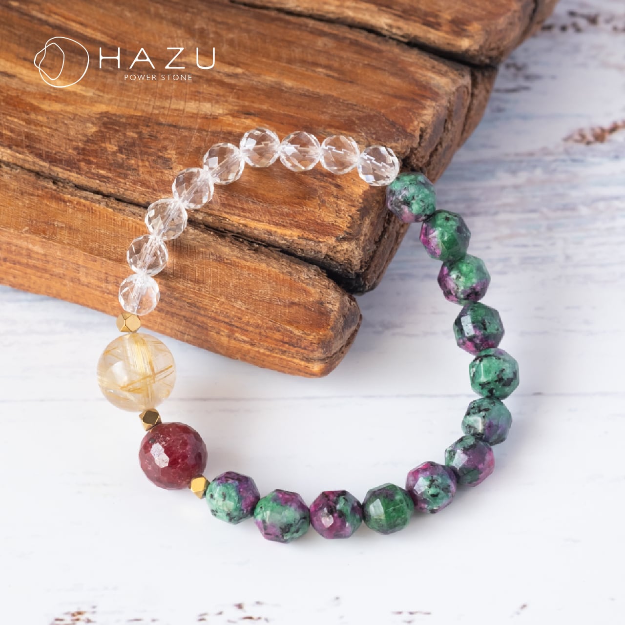 夢で見た神秘の森［ルビーインゾイサイト／ルビー／ルチル／水晶］