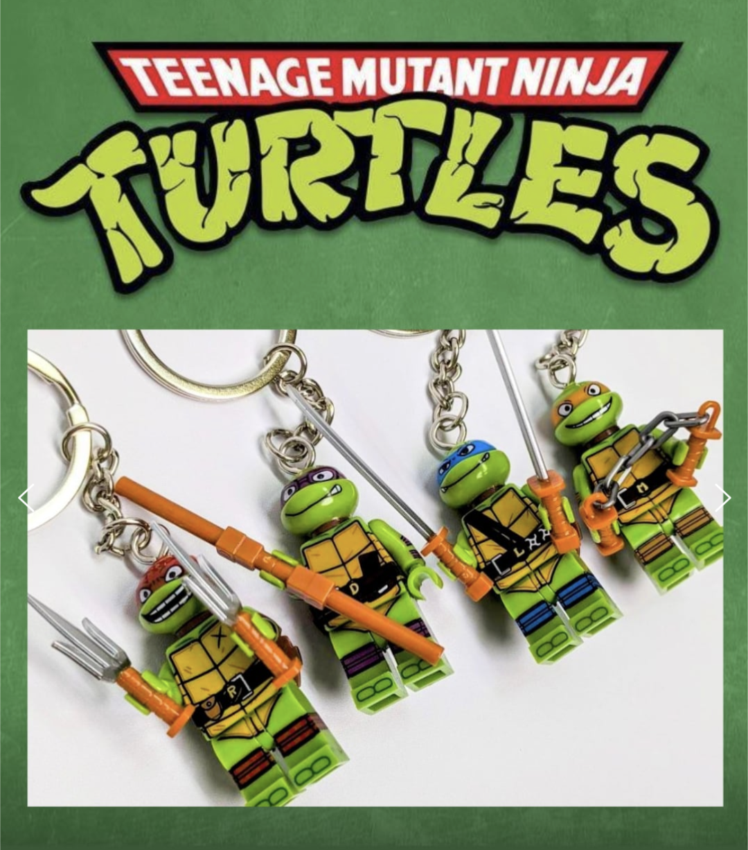 【ブロックフィギュアキーホルダー★各種★】『ティーンエイジ・ミュータント・ニンジャ・タートルズ』（Teenage Mutant Ninja Turtles）