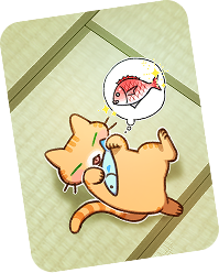 魚を追いかける猫のカード