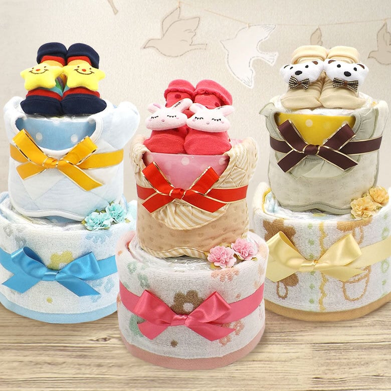 ○出産祝いに大人気！ダッフィー豪華パペットおむつケーキ