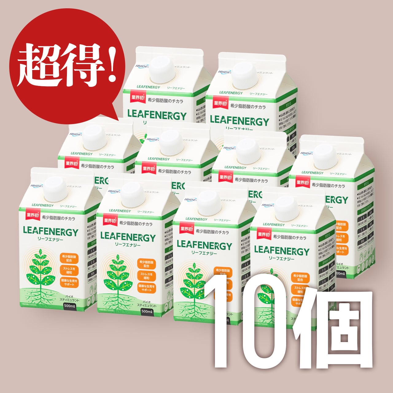 【超得】LEAFENERGY®（リーフエナジー）まとめ買い10個入 液体 500ml×10 紙パック型