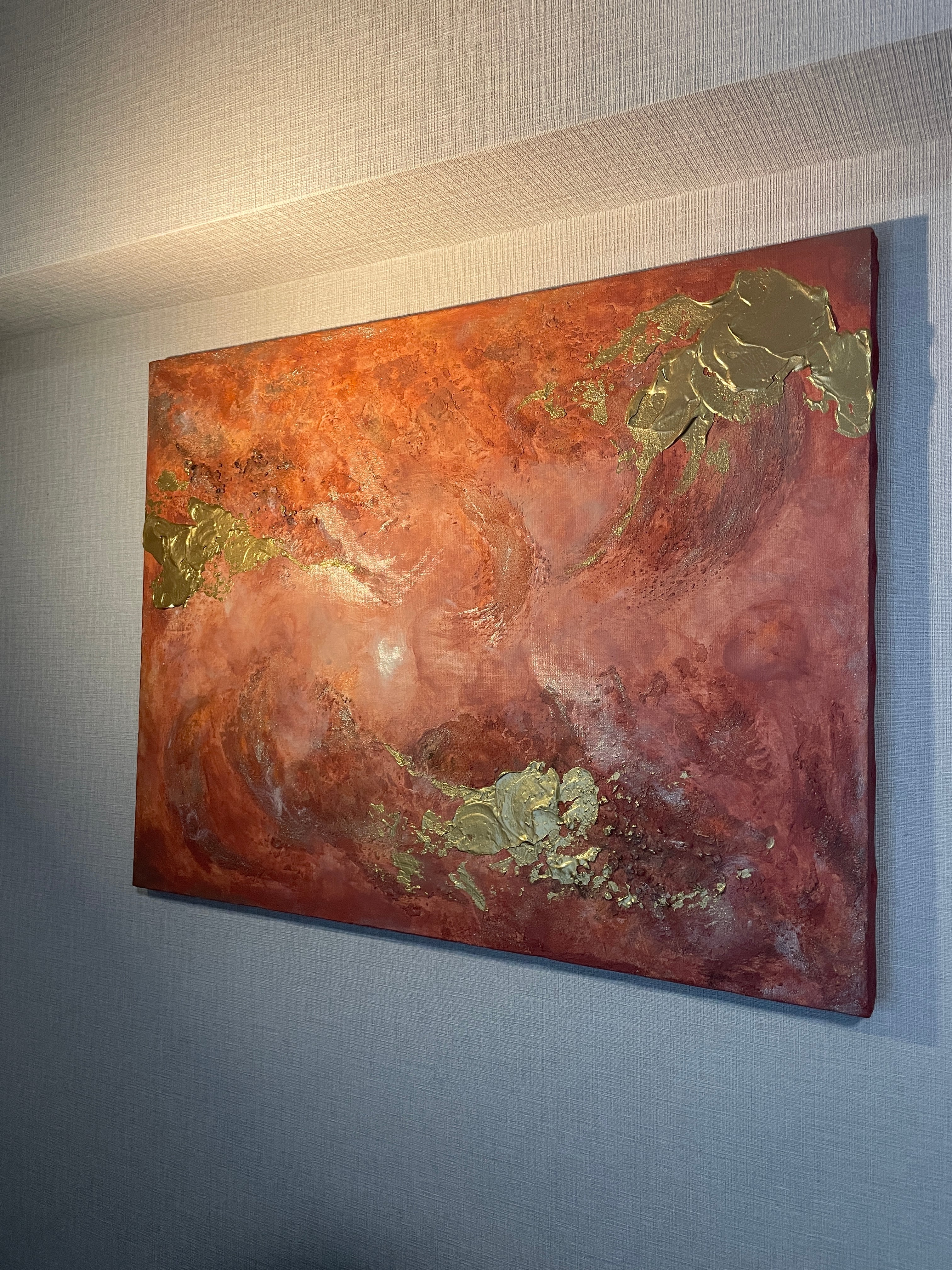 池上壮豊　柿の木を描いた素晴らしい豊かな実が沢山の素敵な作品 柿の木 絵画 シルクスクリーン 版画 池上壮豊 「豊実-紅」 額
