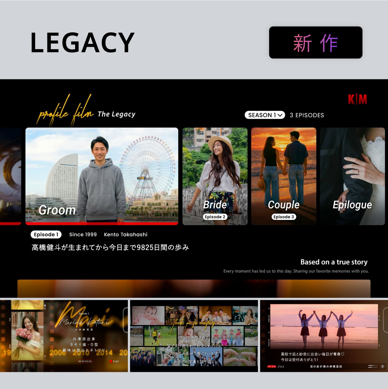 結婚式の一日だけに上映されるふたりのオリジナルドラマ

エンドクレジットまで丁寧に作り込まれた
最上級のプロフィールが堂々のデビュー


LEGACY
¥29,800-