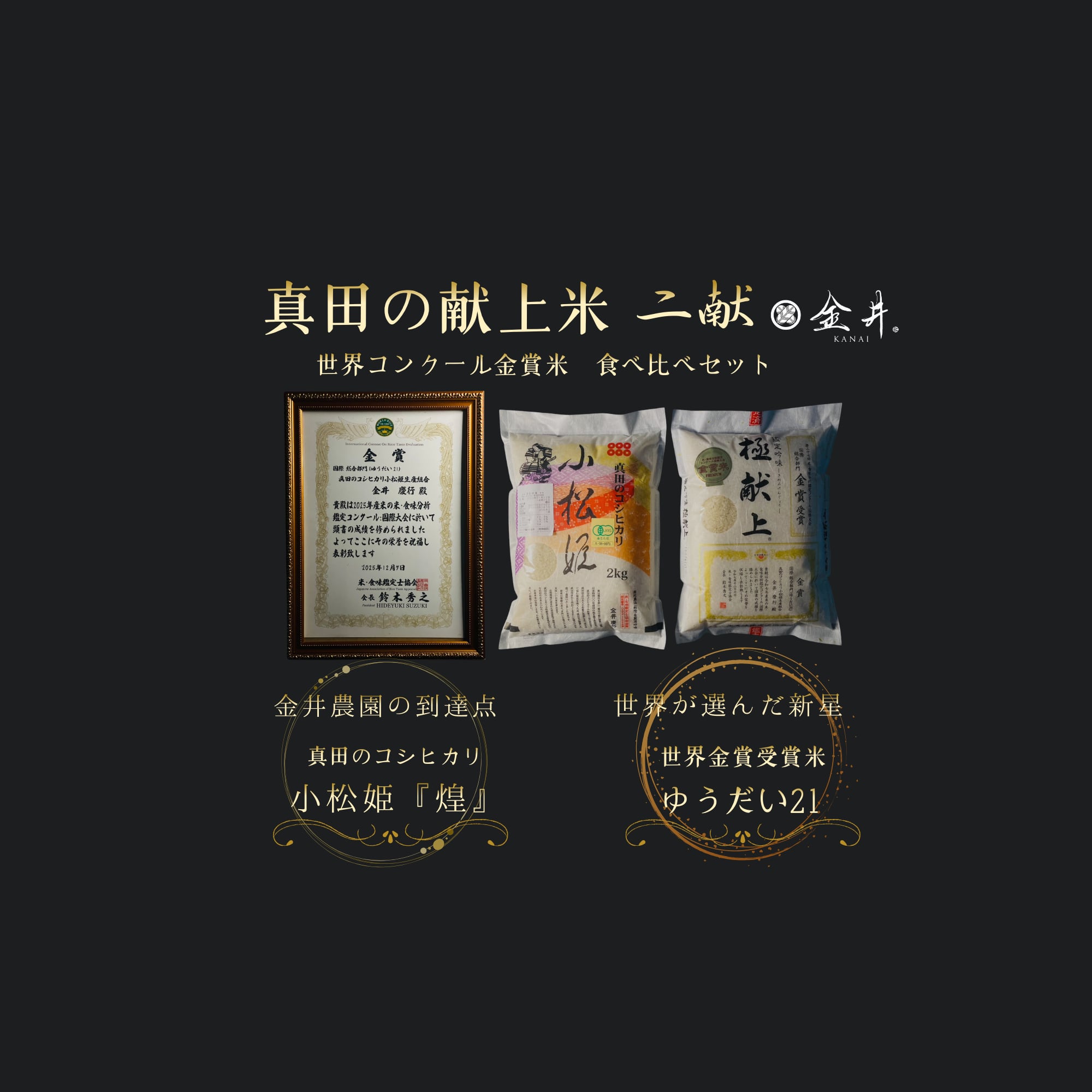 真田の献上米　二献　世界コンクール金賞受賞米　食べ比べセット