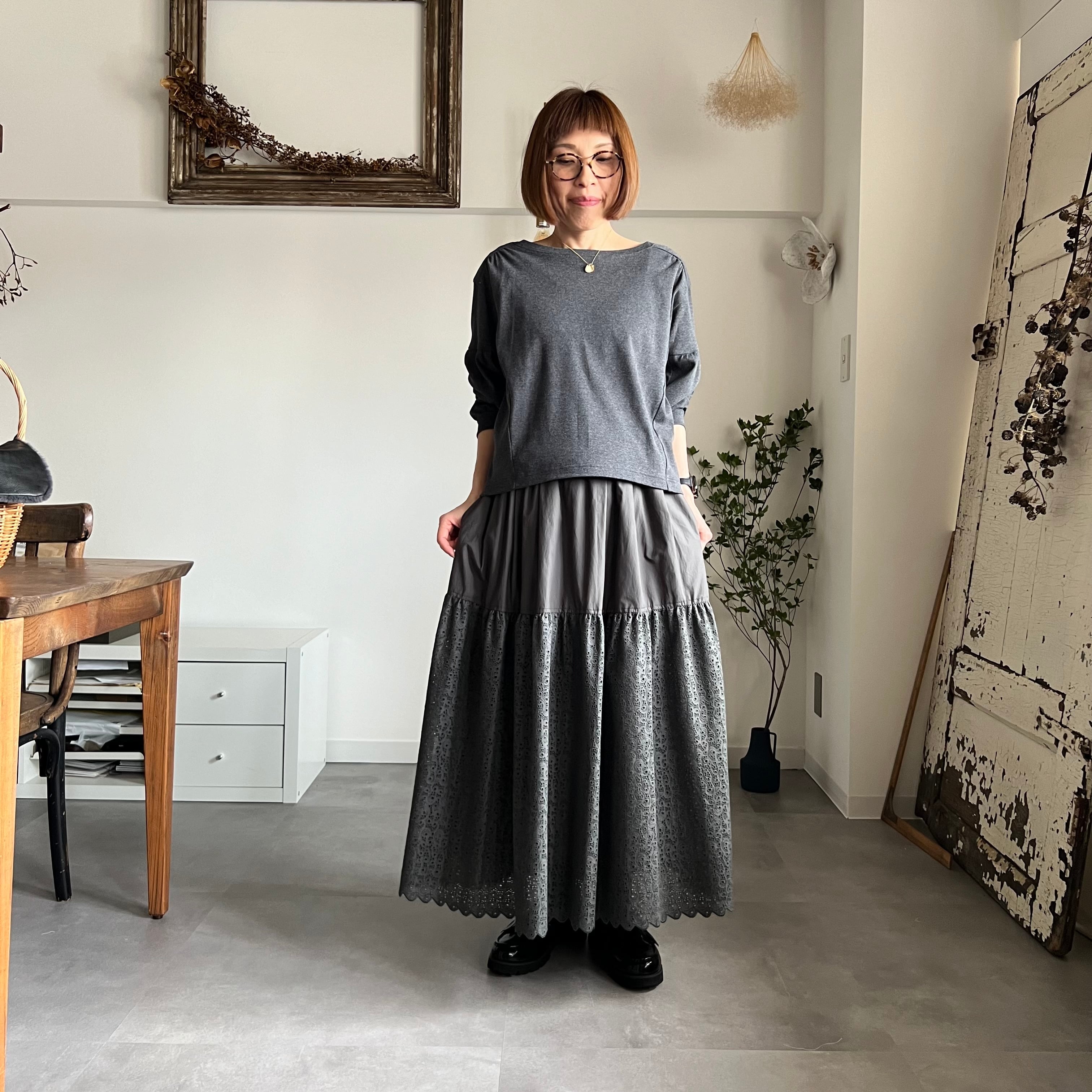 KUBOSANMADE クボサンメイド グレンチェックリネンスカート KUBOSANMADE クボサンメイド グレンチェックリネンスカート