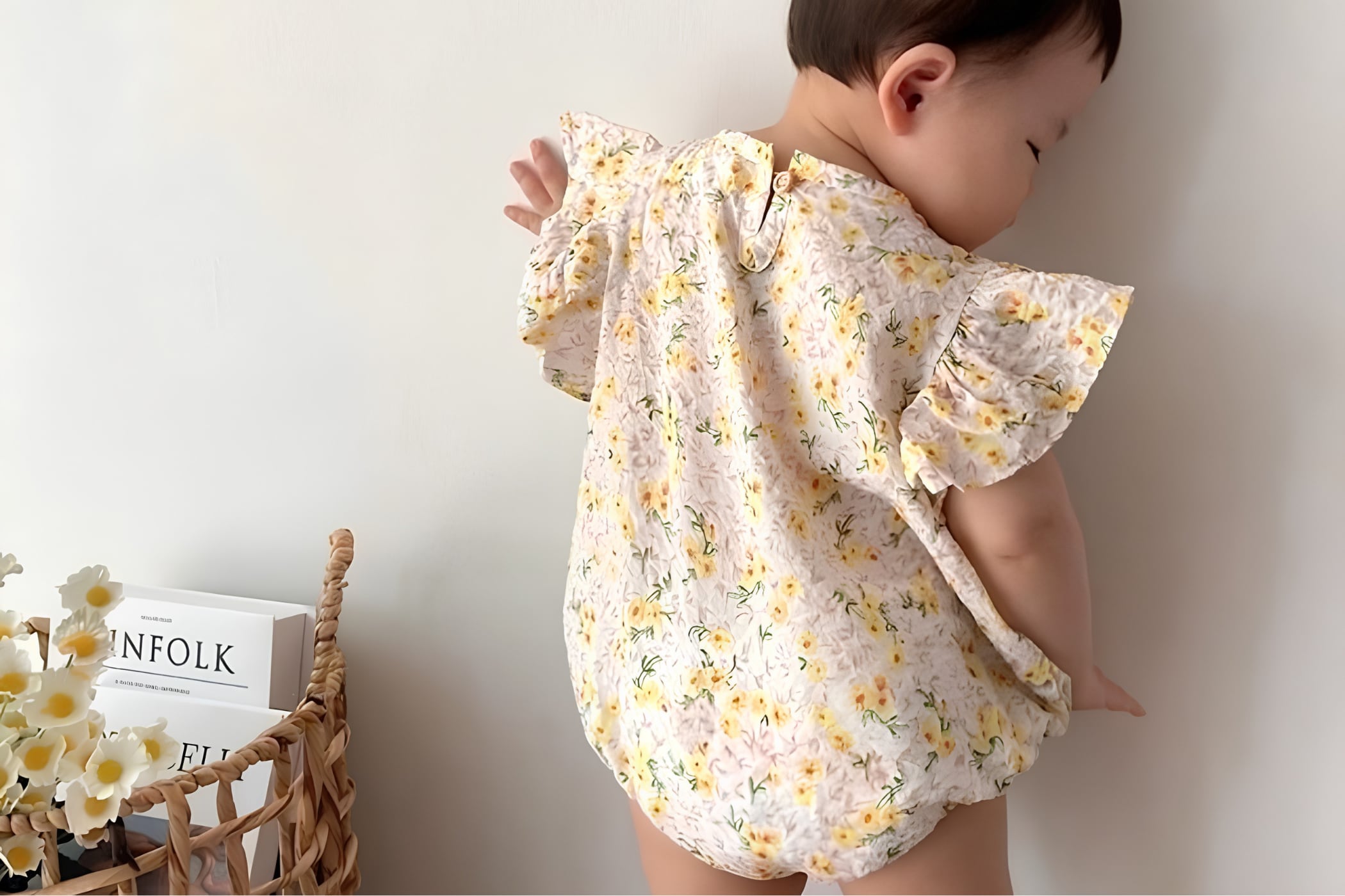 Muted Pastel Floral Frill Romper