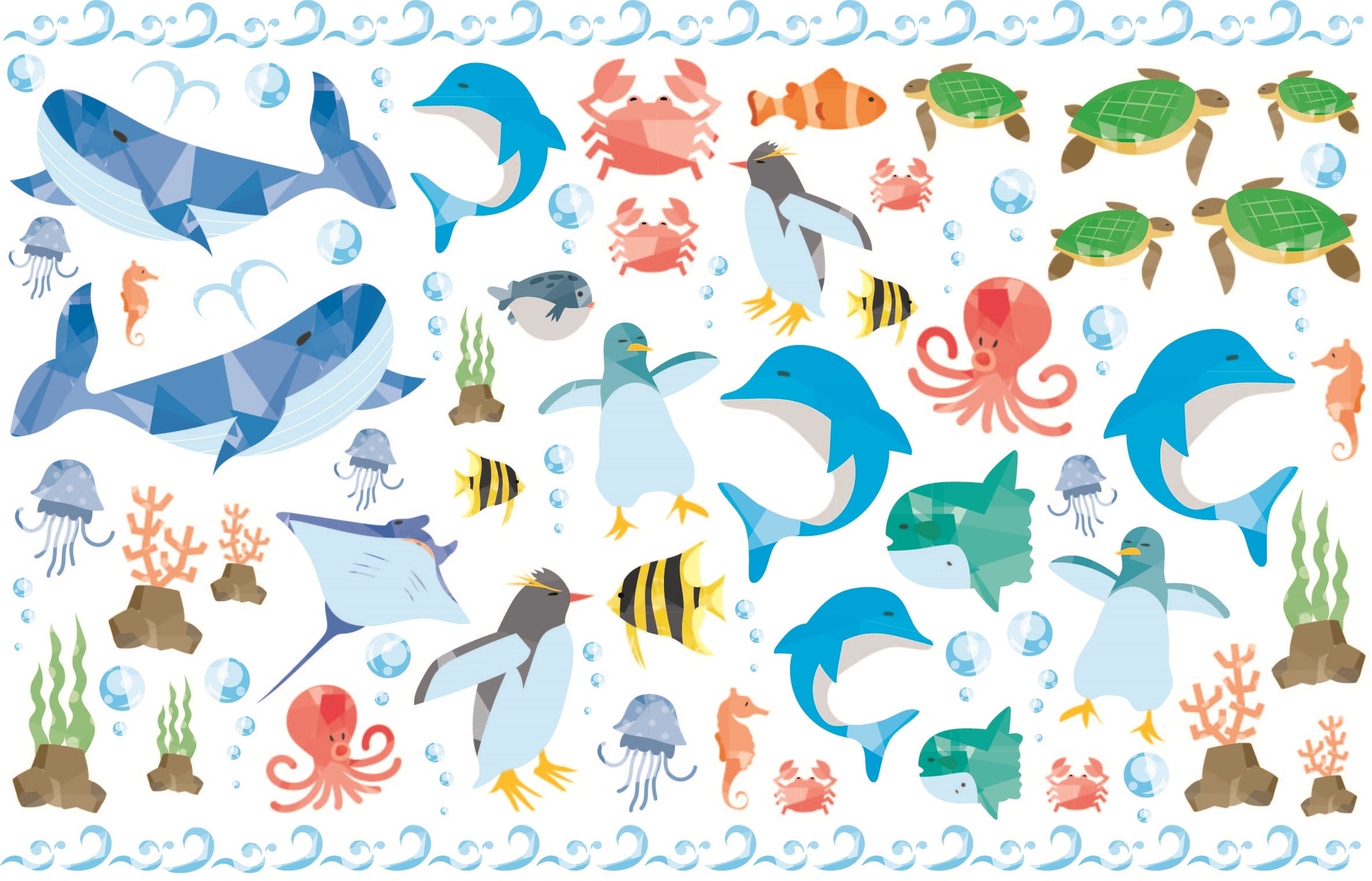 ガラス用転写紙　海の仲間たち