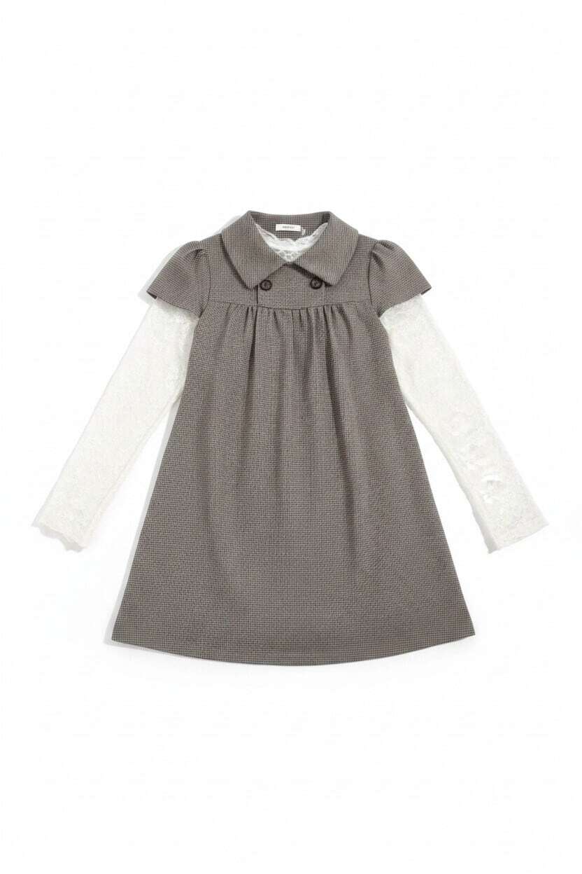 レトロチェックワンピース＆レースインナーセット LK1874
