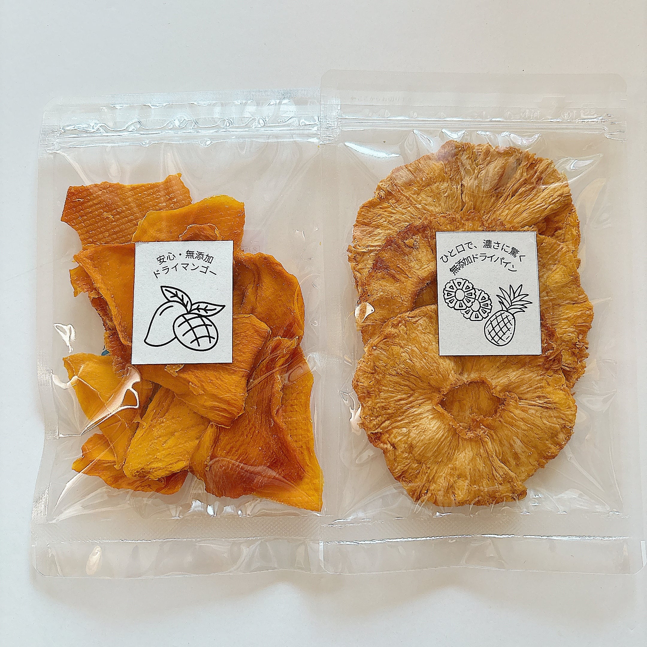 【無添加・お試しサイズ】ドライマンゴーとドライパインの小袋セット【各50ｇ】