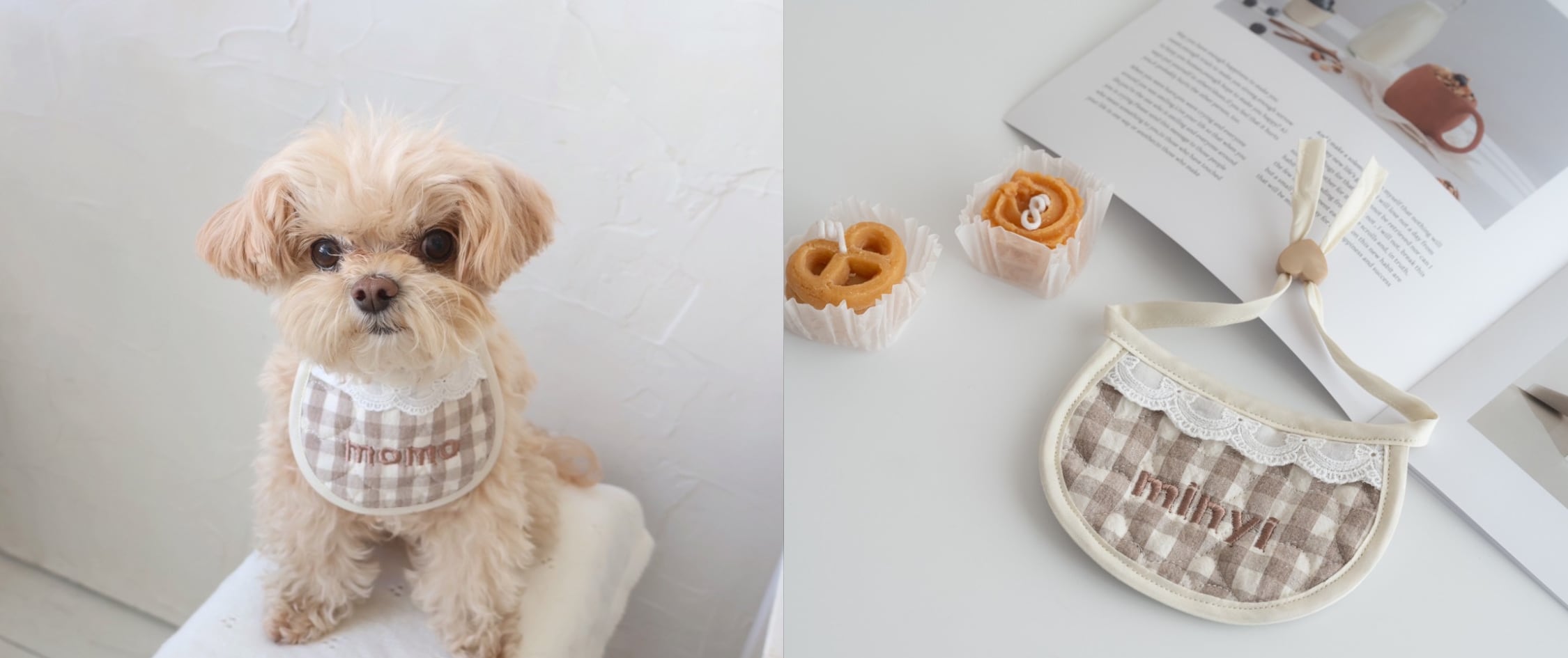 macaron様の専用ページです。 営業日14日以内配送】gingham check frill bib / 犬スタイ