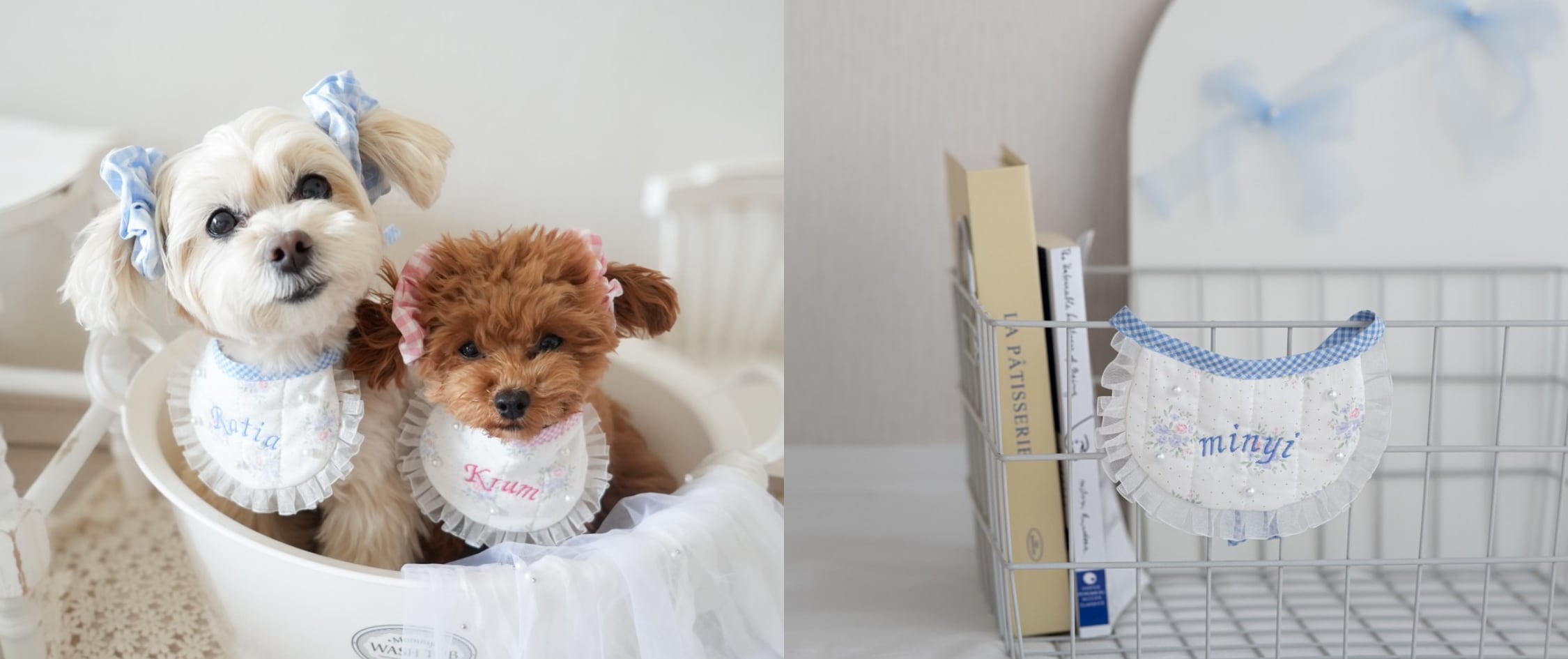 macaron様の専用ページです。 営業日14日以内配送】gingham check frill bib / 犬スタイ
