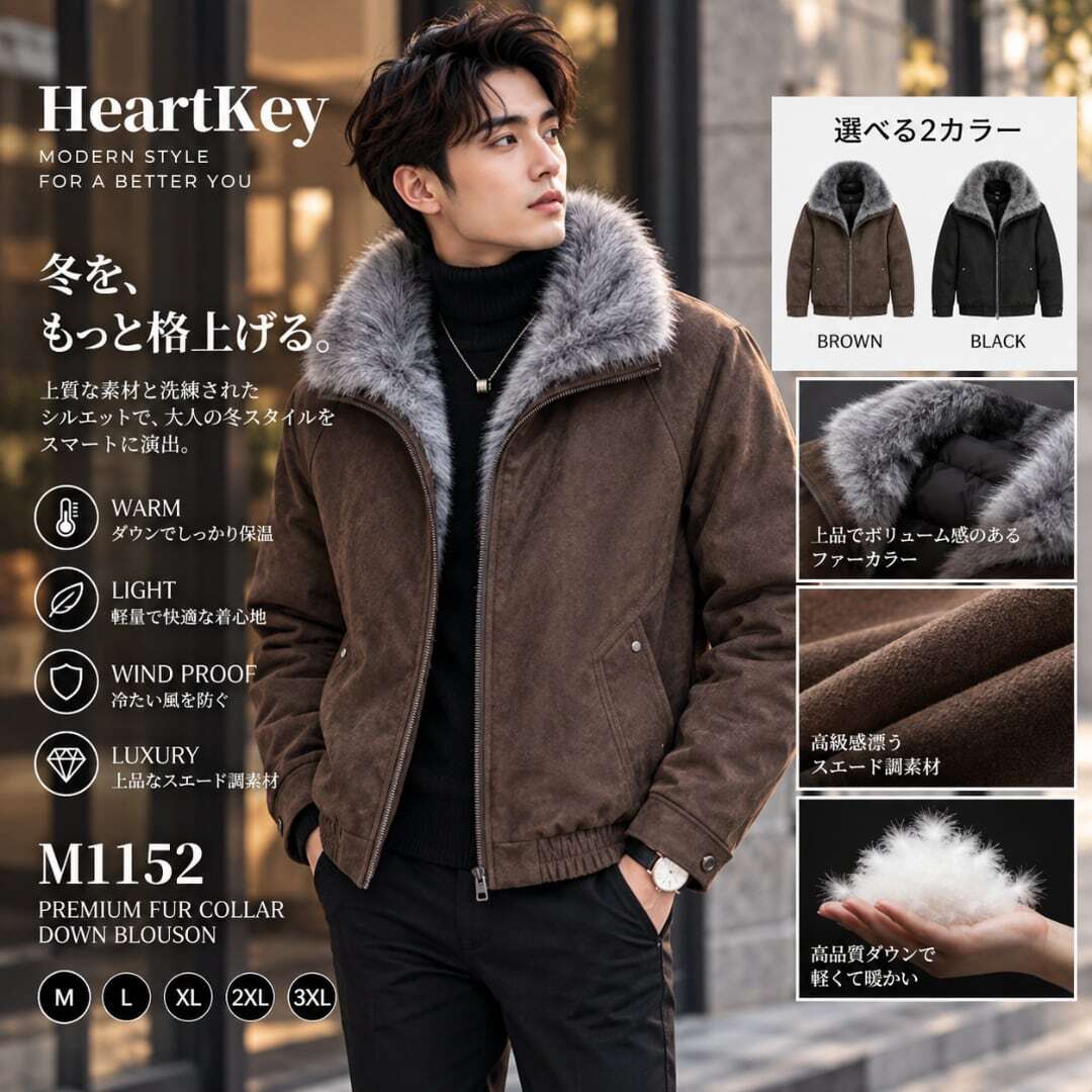 プレミアムファーカラーダウンブルゾン M1152