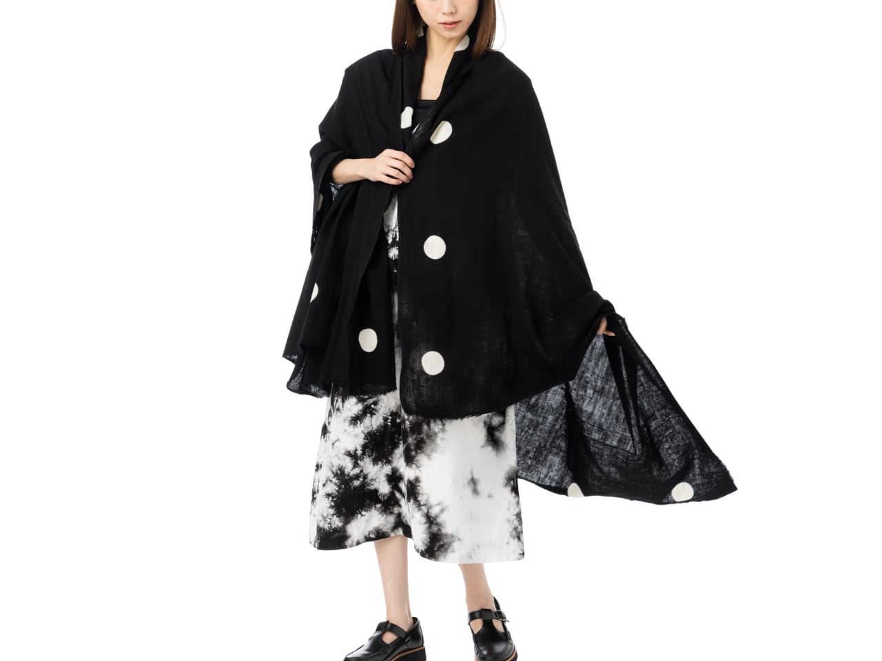 遠州木綿二重ガーゼ大判ストール 「黒紋 -くろもん-（Black crest）」