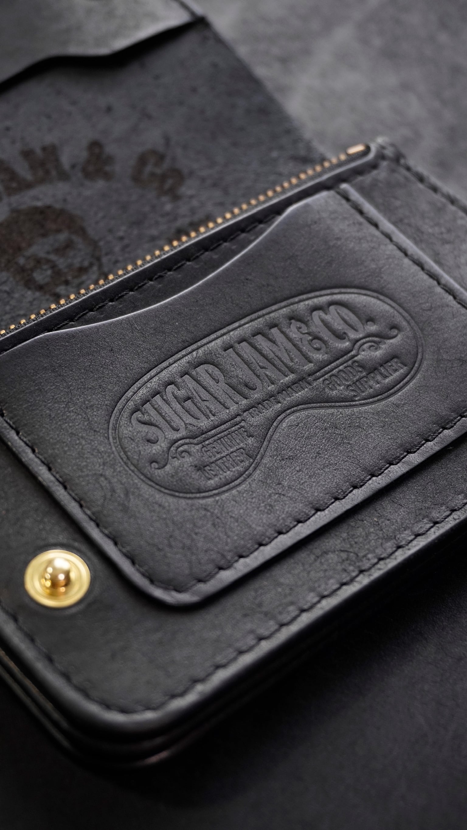 SUGAR JAM & CO. 黒い財布　栃木レザー　2回使用　チェーン付　美品 SugarJam &Co