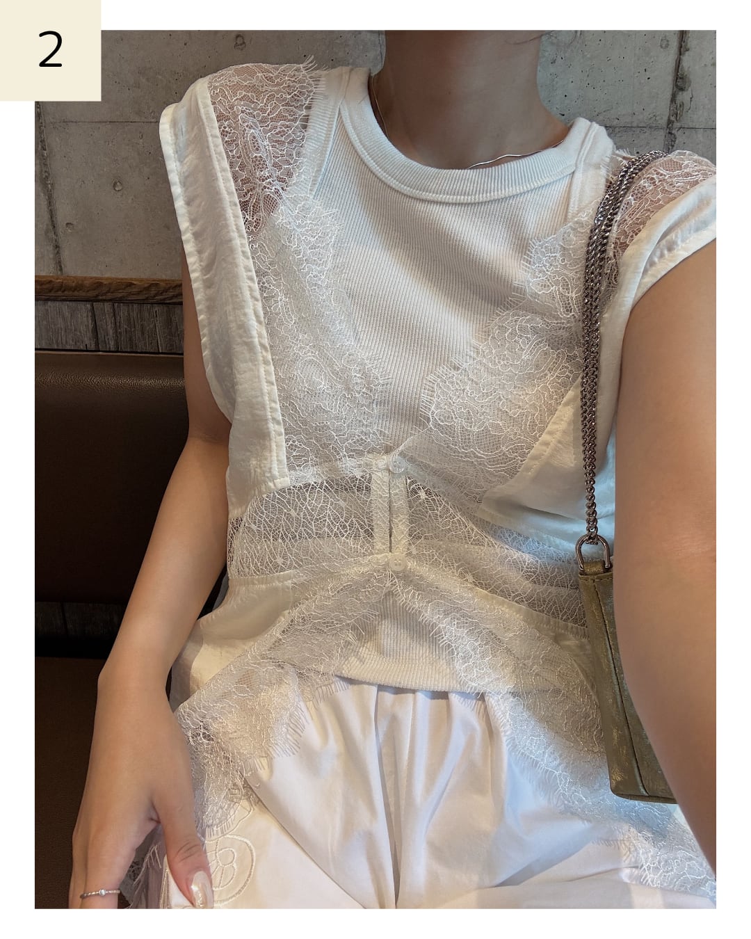 satin lace front open gilet tops



