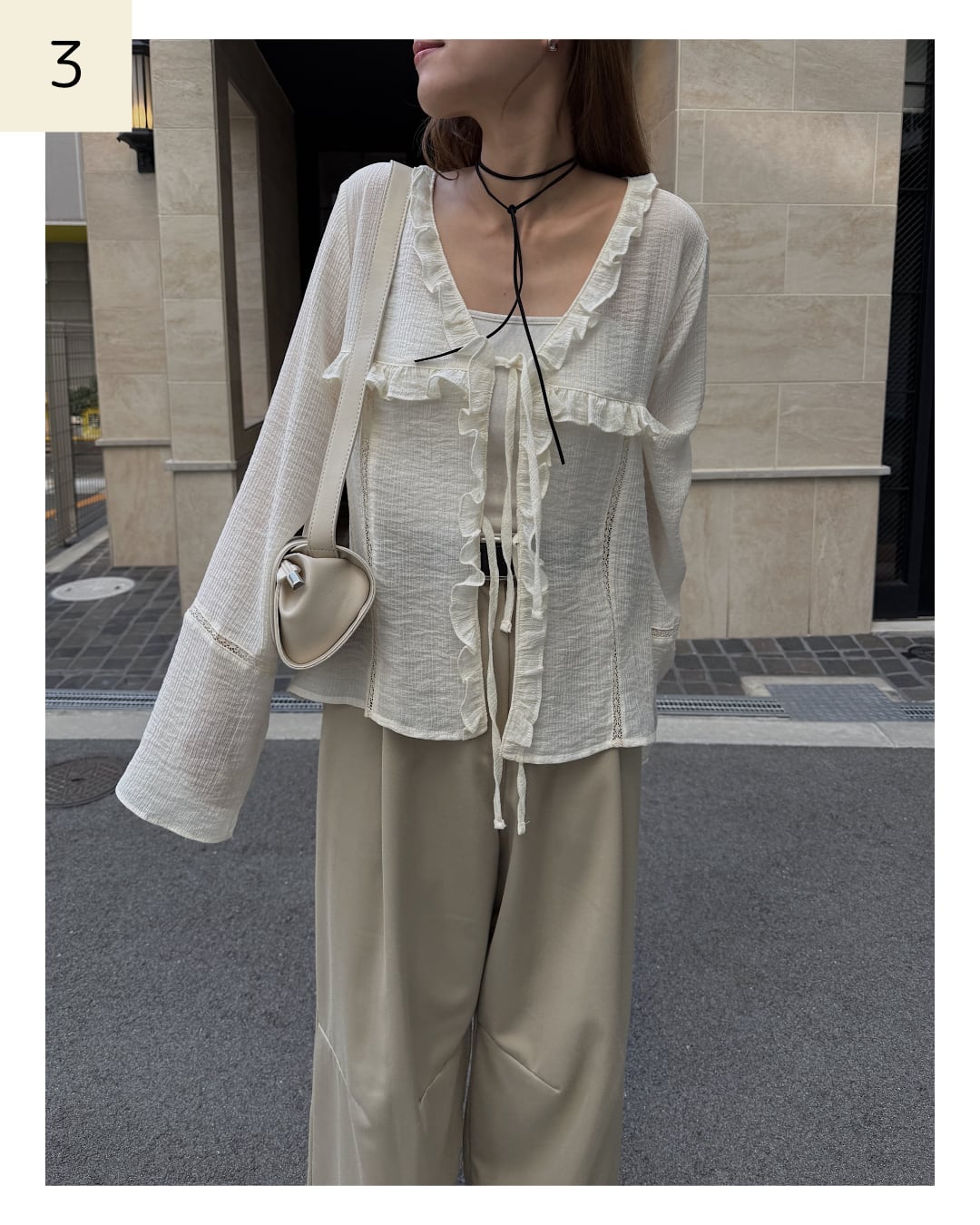 lace line frill sheer blouse

